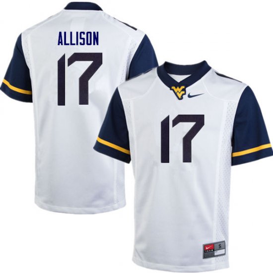 Men's West Virginia Mountaineers NCAA #17 Jack Allison White Authentic Nike Stitched College Football Jersey JL15C02QV